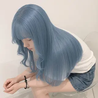セミロング カラー ヘアアレンジ 🫧モテる💗ダメー ジレスハイトーン🫧のヘアスタイル
