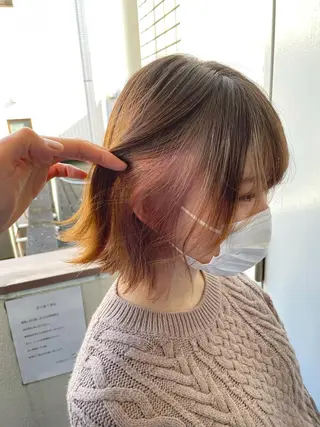 ミディアム カラー ベージュカラー💖 やすひろのヘアスタイル