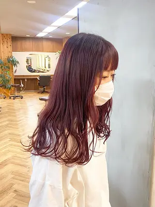 ロング カラー パーマ ヘアアレンジ ハル🌸柔色/ ブリーチなし/艶髪のヘアスタイル