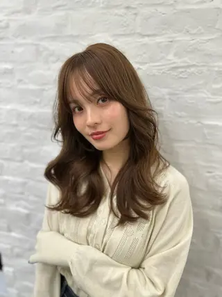 ミディアム カラー 前髪顔まわりカット 🌈中村海聖のヘアスタイル