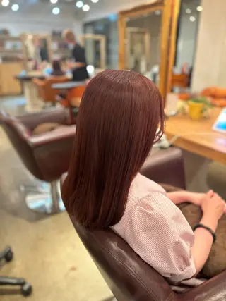 セミロング カラー 髪質改善カラー ベージュ🤎YUMEのヘアスタイル