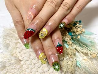 セミロング カラー ネイル Le’a NailSalonのネイルデザイン
