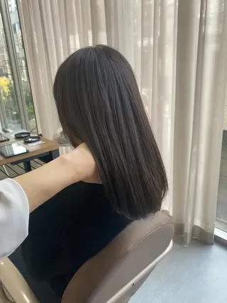 ロング カラー ヘアアレンジ 美髪矯正 韓国レイヤーのヘアスタイル