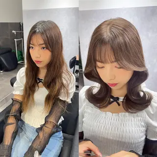 ミディアム カラー 透明感カラー🇰🇷 レイヤー✨桑原　研太のヘアスタイル