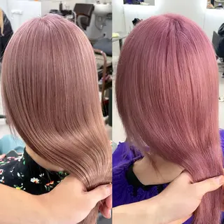 セミロング カラー 大阪ケアブリーチ/ ミルクティーベージュのヘアスタイル