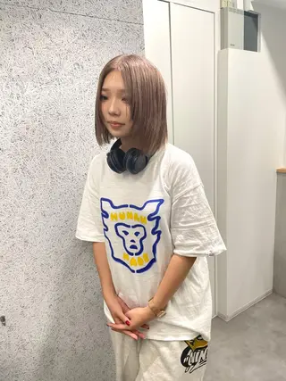 ミディアム カラー ボブ/レイヤーカット 縮毛矯正/コウキ新宿のヘアスタイル