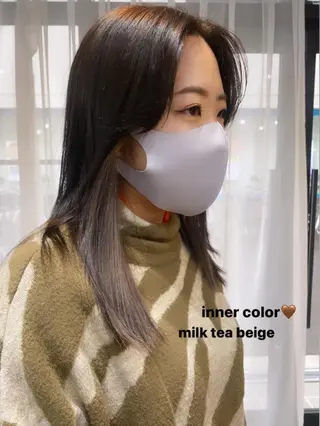 ミディアム カラー パーマ ヘアアレンジ ネイル マツエク・マツパ アイブロウ ハイトーン/透け感 カラー🎀真香のヘアスタイル