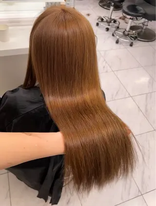 ロング カラー 🥯縮毛/レイヤー/ ベージュヘア🥯のヘアスタイル