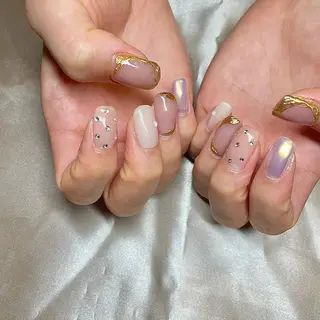 ミディアム カラー パーマ ヘアアレンジ メンズ キッズ ネイル マツエク・マツパ el. by Aoのネイルデザイン