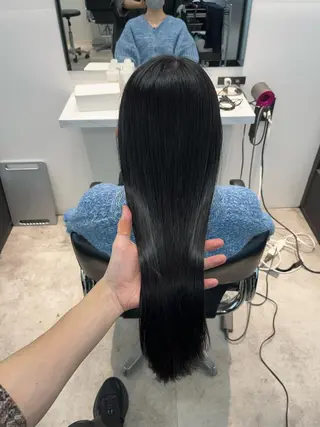 ロング パーマ 美髪矯正 韓国レイヤーのヘアスタイル