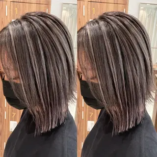 ミディアム カラー ヘアアレンジ 白髪ぼかしハイライト 茗荷谷駅徒歩2分のヘアスタイル
