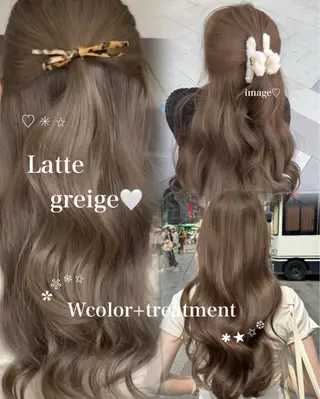 ロング カラー 透明感カラー グレージュ/あいのヘアスタイル