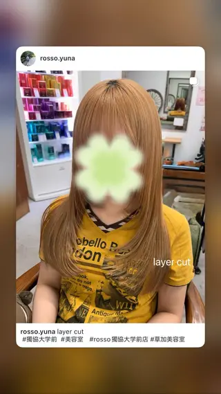 ロング YUNA🧡🌿 ROSSO獨協大学のヘアスタイル