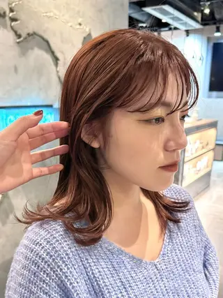 ミディアム カラー ヘアアレンジ レイヤー×ベージュ ×暖色🩷AINAのヘアスタイル