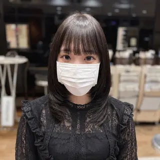 ミディアム カラー レイヤー/顔まわり/ 透明感カラー/れいなのヘアスタイル