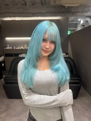 セミロング カラー ハイトーン/名古屋 Hinakiのヘアスタイル