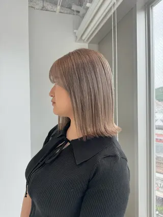 ミディアム カラー 店長 MANAMI 艶カラー／骨格ボブのヘアスタイル