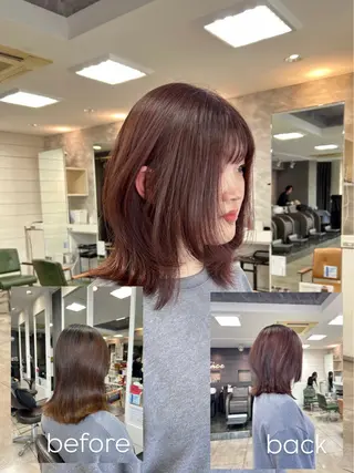 ミディアム レイヤー/艶髪カラー 森本くるみのヘアスタイル