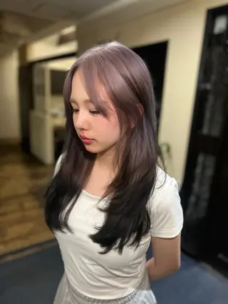 ロング カラー もも なのヘアスタイル