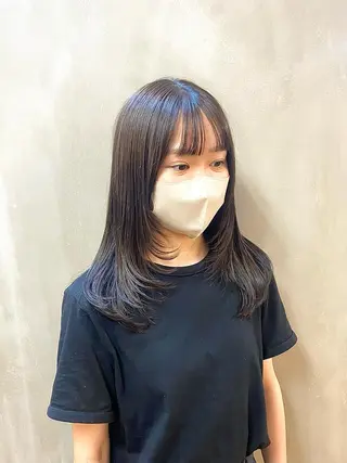 セミロング カラー パーマ ヘアアレンジ ハル🌸柔色/ ブリーチなし/艶髪のヘアスタイル
