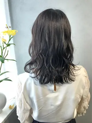 セミロング パーマ ボブパーマコテ巻き風 パーマNo1深江秀平のヘアスタイル