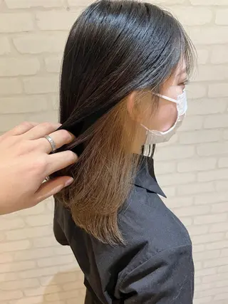 ミディアム カラー 透明感カラー/韓国 ブリーチ/古橋のヘアスタイル