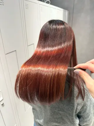セミロング カラー パーマ ヘアアレンジ 縮毛矯正/髪質改善/ ブリーチ毛/木元渓太のヘアスタイル