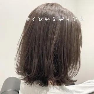 ミディアム カラー ネイル マツエク・マツパ ボブ×縮毛矯正👑 心斎橋/高城涼也のヘアスタイル