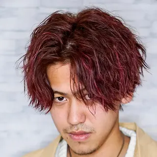 ショート カラー パーマ メンズ 🔥メンズ極🔥韓国 シャドウ/波巻き柿崎のヘアスタイル