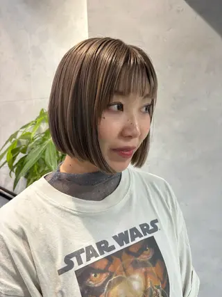 ミディアム カラー ボブ×レイヤーカット 透明感カラー/Fuuのヘアスタイル