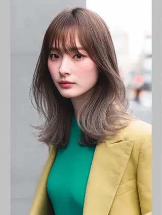 セミロング 絶対綺麗な暖色カラー 🎯あります✨増渕✨のヘアスタイル