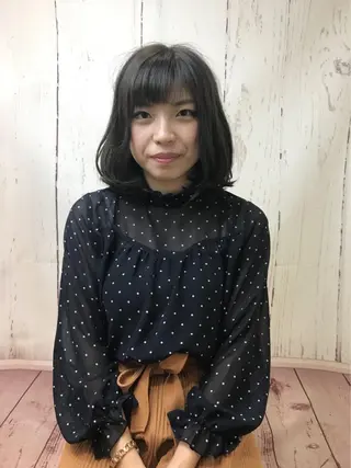 ミディアム カラー パーマ 川野辺幸雄☆髪質改善 ハイライト☆白髪のヘアスタイル