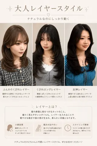 ロング カラー レイヤーカット 韓国風PAOのヘアスタイル