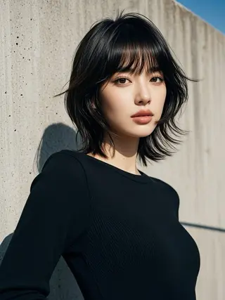 ミディアム ウルフカット 811 大阪梅田 ウルフのヘアスタイル
