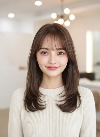 ミディアム カラー 韓国レイヤーカット× 髪質改善ラビマーニのヘアスタイル