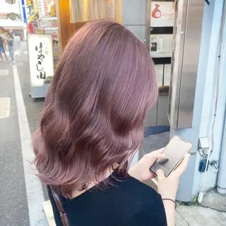 セミロング カラー 💕上野美容師☁ ブリーチ💖サワのヘアスタイル