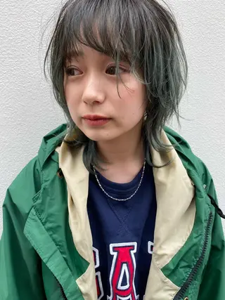 ミディアム カラー 森貴裕/ニュアンス パーマ/オリーブのヘアスタイル