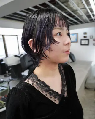 ショート カラー パーマ ヘアアレンジ デザインカラー/ボブ ブリーチカラー/ユリのヘアスタイル