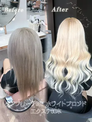 ロング カラー 大阪 梅田/ ハイトーン/エクステのヘアスタイル