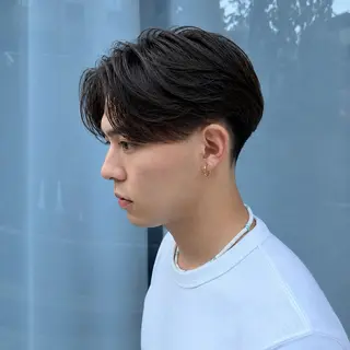 ミディアム パーマ メンズ 💈ニュアンスパーマ センターパート💈のヘアスタイル