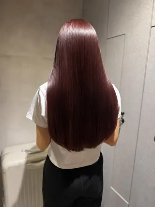 ロング ピンク/グレージュ 髪質改善SOMAのヘアスタイル