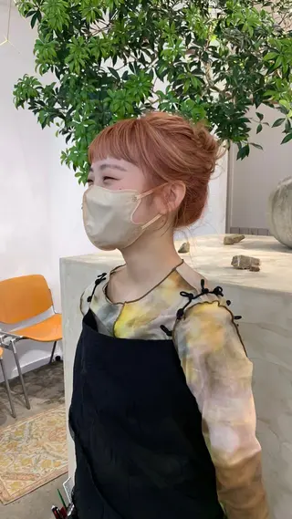 ミディアム カラー 似合わせカット ケアパーマ喜来雅由のヘアスタイル