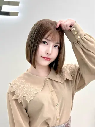 ショート カラー ヘアアレンジ 縮毛矯正🤍 盛れるボブ/ひかりのヘアスタイル