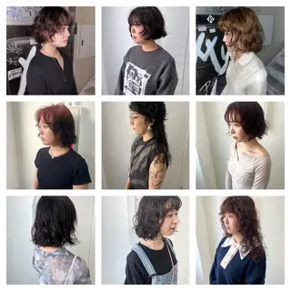 ミディアム パーマ Muミュー/ブリーチ ハイトーン　Wカラーのヘアスタイル