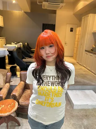 ロング カラー 髪質改善×ハイトーン レイヤー天神美容室のヘアスタイル