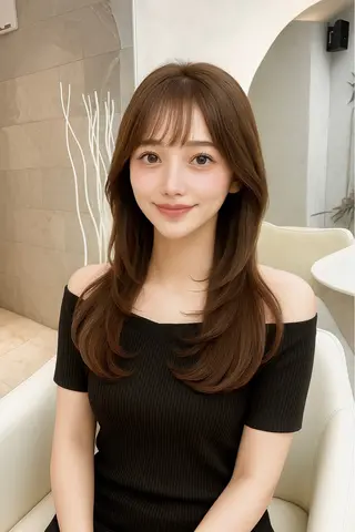 セミロング カラー パーマ ヘアアレンジ 🤍韓国風レイヤー/ 艶髪🤍鳥越美羽のヘアスタイル