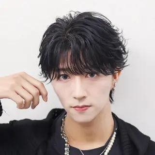 ショート カラー パーマ メンズ 🔥メンズ極🔥韓国 シャドウ/波巻き柿崎のヘアスタイル