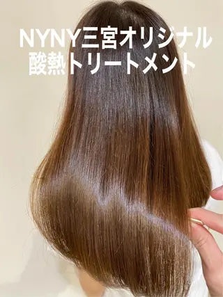 セミロング カラー 髪質改善カラー韓国風 レイヤーtudaのヘアスタイル