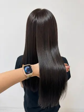セミロング カラー あみ/暗髪オリ ーブ特化🍃髪質改善のヘアスタイル