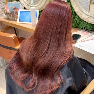 ロング カラー 横浜パーマ🌐ボブ✨ 暖色カラーもえかのヘアスタイル